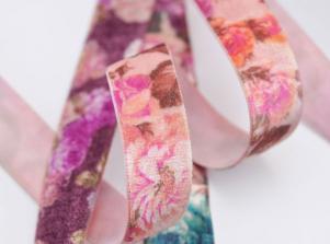 DA385彈性絨/玫瑰花印刷帶STRETCH VELVET/ Print Rose