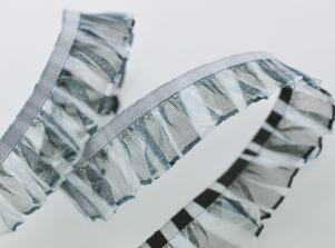 PP144彈性帶/雪紗印斑紋STRETCH ORGANDY FRILL