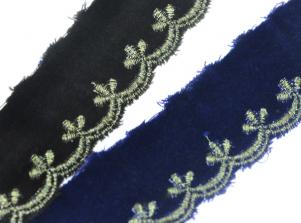 6770蔥紗繡花邊絨帶METALLIC EMBROIDERY VELVET