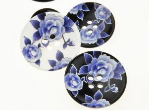 7143青花瓷樹脂釦/玫瑰花POLYESTER BUTTON