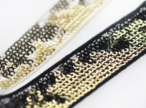 SF007雙色亮片刺繡網底帶TWO COLOR SEQUIN TAPE